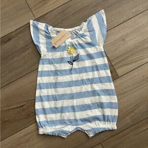 NWT Baby Girl Blue White Sunsuit Romper by First Impressions - Size 12M